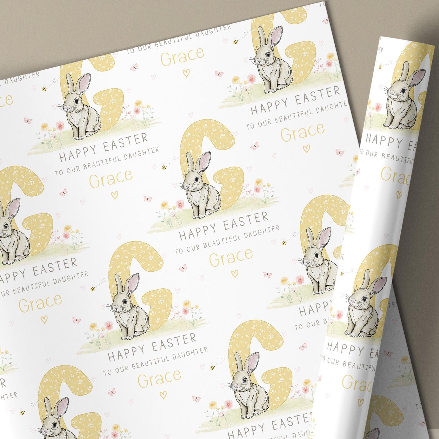 Easter Card, Personalised Happy Easter Card for Granddaughter, Easter Card for Daughter, for Niece, Cute Easter Bunny Card for Girls
