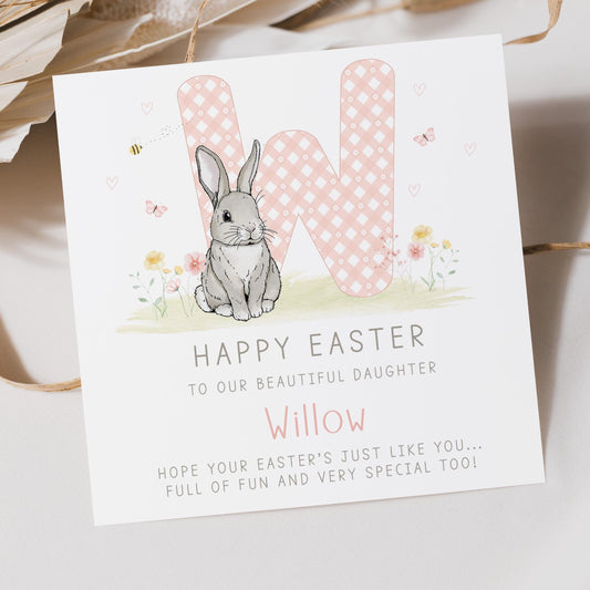 Easter Card, Personalised Happy Easter Card for Granddaughter, Easter Card for Daughter, for Niece, Cute Easter Bunny Card for Girls