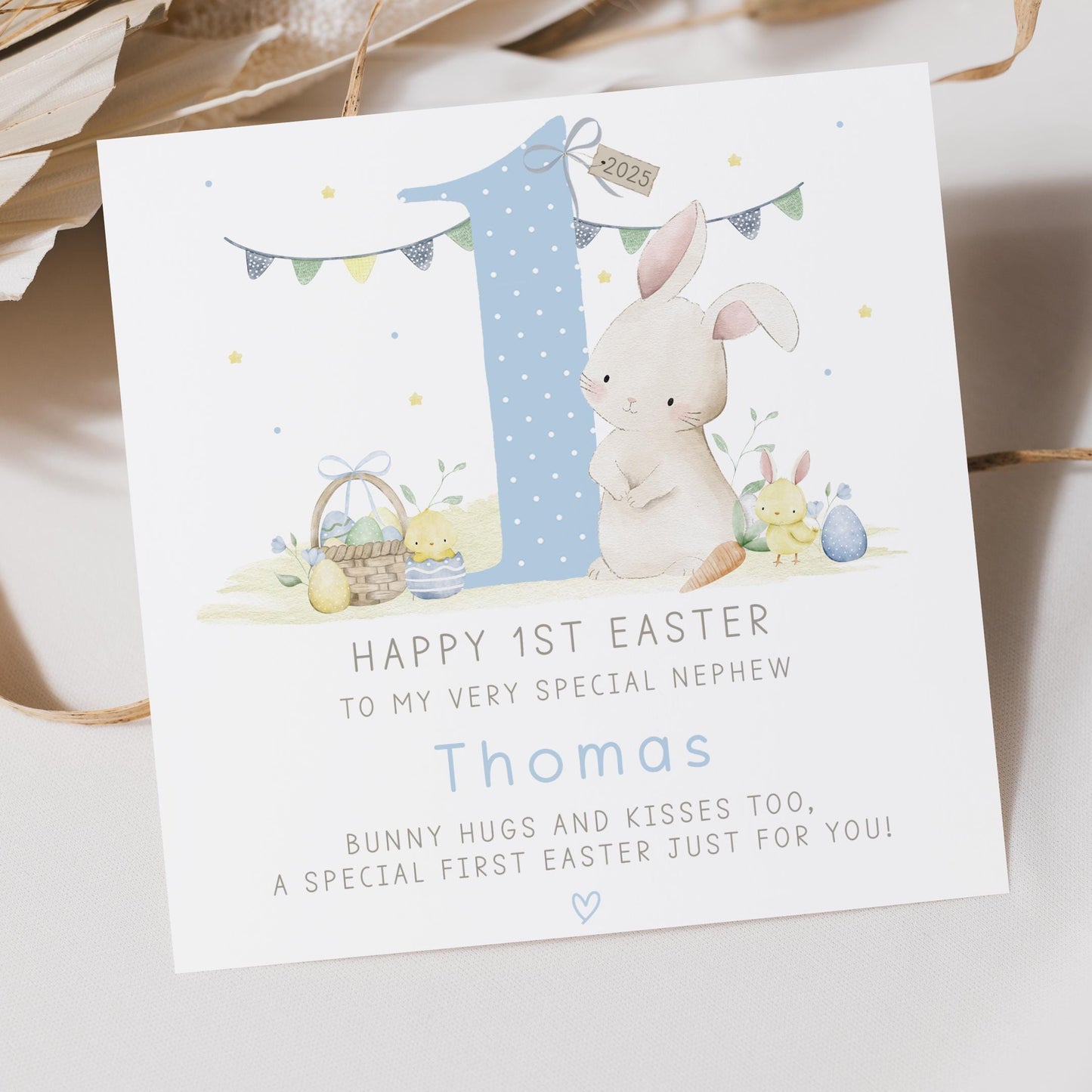 Boy's 1st Easter Gift Wrapping Paper, Personalised for Son, Grandson, Nephew, Boys, Happy First Easter Gift Wrap, Cute Easter Bunny Paper