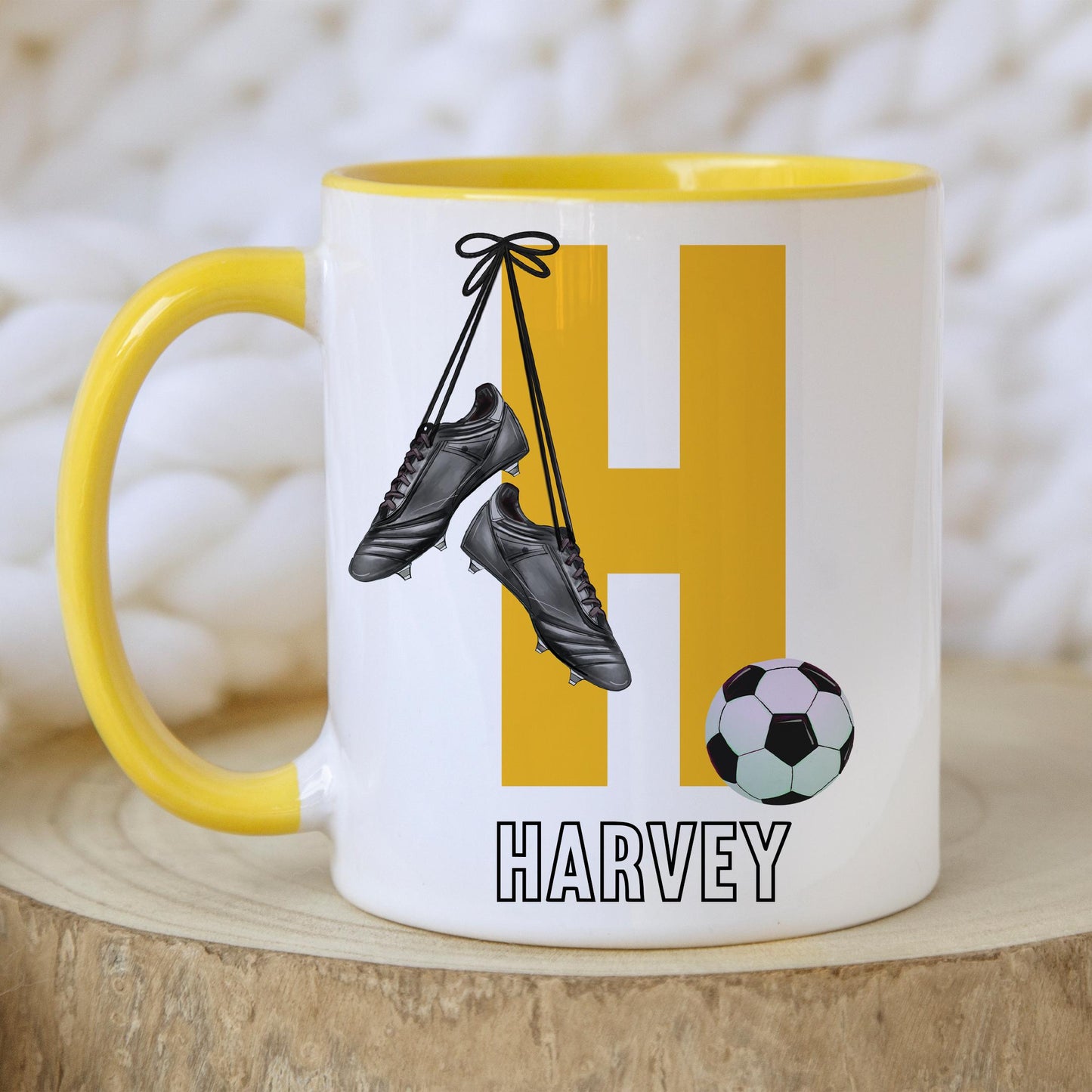 Personalised Football Mug, Football Gift for Boys and Girls, Footballer Mug, Birthday Gift, Stocking Filler, Choice of Design & Mug Colour