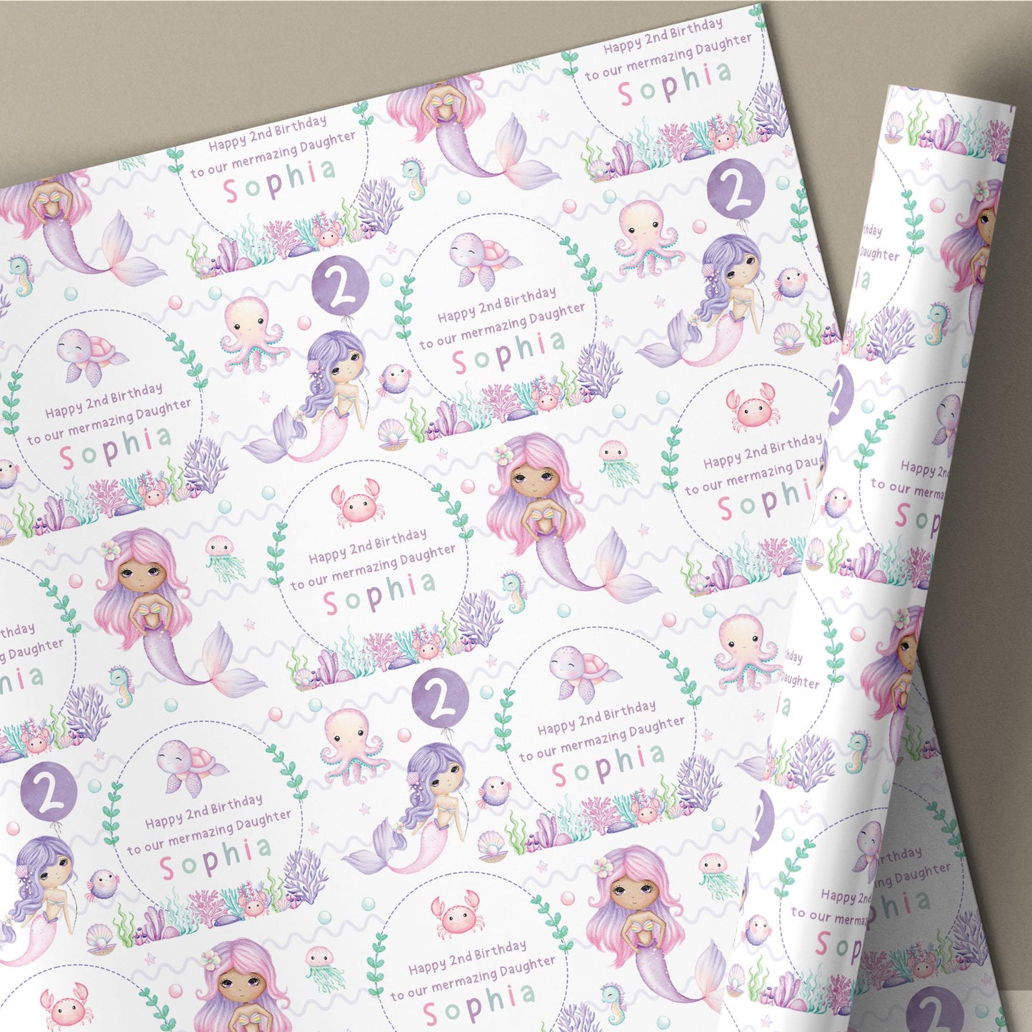 Birthday Card for 2, 3 4 Year Old, Personalised Mermaid Birthday Card for Daughter, Granddaughter, Niece, Sister, Girls Mermazing Birthday