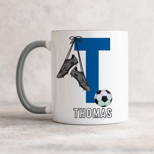 Personalised Football Mug, Football Gift for Boys and Girls, Footballer Mug, Birthday Gift, Stocking Filler, Choice of Design & Mug Colour