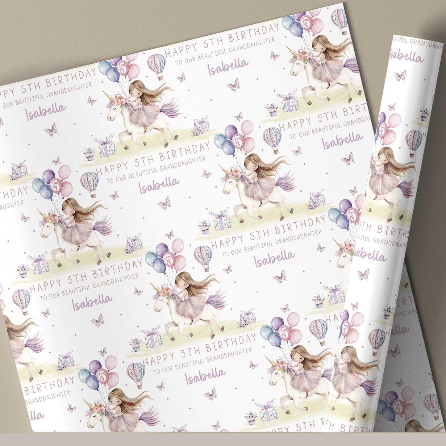 Personalised Birthday Card for Girls, Princess & Unicorn 4th 5th 6th 7th Any Age Birthday Card for Daughter, Granddaughter, Niece, Sister