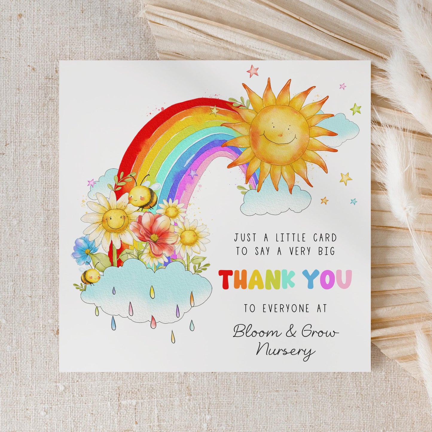 Nursery Thank You Card, Personalised Thank You Card for all Nursery, Pre-School, Daycare Staff, End of Year Thank You Gift, Nursery Leaver