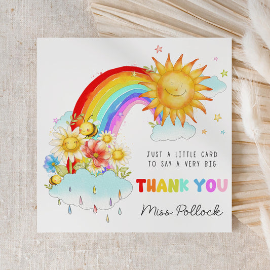 Teacher Thank You Card, Personalised Thank You Card for Nursery Teacher, End of Year Teacher Thank You Gift, Card from School Leaver