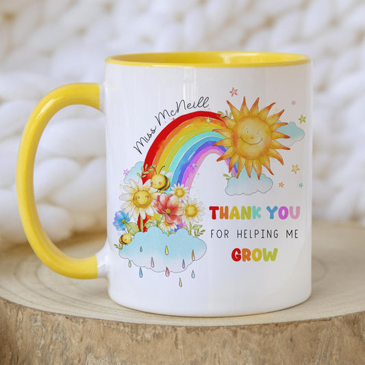 Personalised Teacher Mug, Gift for Teacher, Teaching Assistant, Classroom Assistant, Choice of Mug Colours, Gift for Her, Rainbow Mug Gift