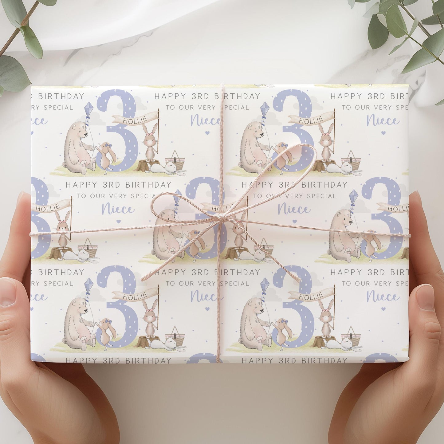 Girl's Birthday Gift Wrapping Paper, Personalised 1st, 2nd, 3rd, 4th Any Age Birthday Gift Wrap for Daughter, Granddaughter, Niece, Sister