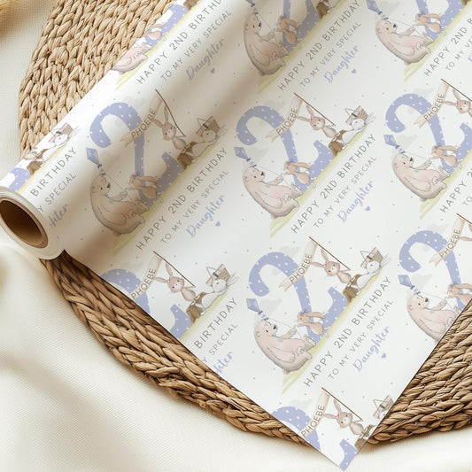 Girl's Birthday Gift Wrapping Paper, Personalised 1st, 2nd, 3rd, 4th Any Age Birthday Gift Wrap for Daughter, Granddaughter, Niece, Sister