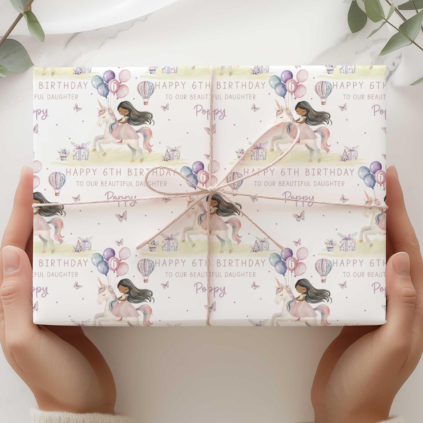 Personalised Birthday Card for Girls, Princess & Unicorn 4th 5th 6th 7th Any Age Birthday Card for Daughter, Granddaughter, Niece, Sister