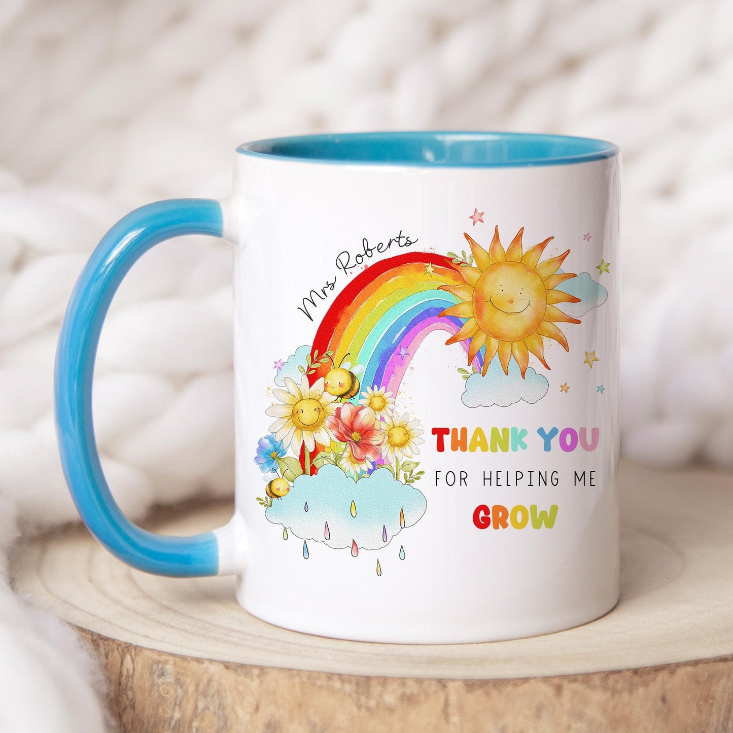 Personalised Teacher Mug, Gift for Teacher, Teaching Assistant, Classroom Assistant, Choice of Mug Colours, Gift for Her, Rainbow Mug Gift