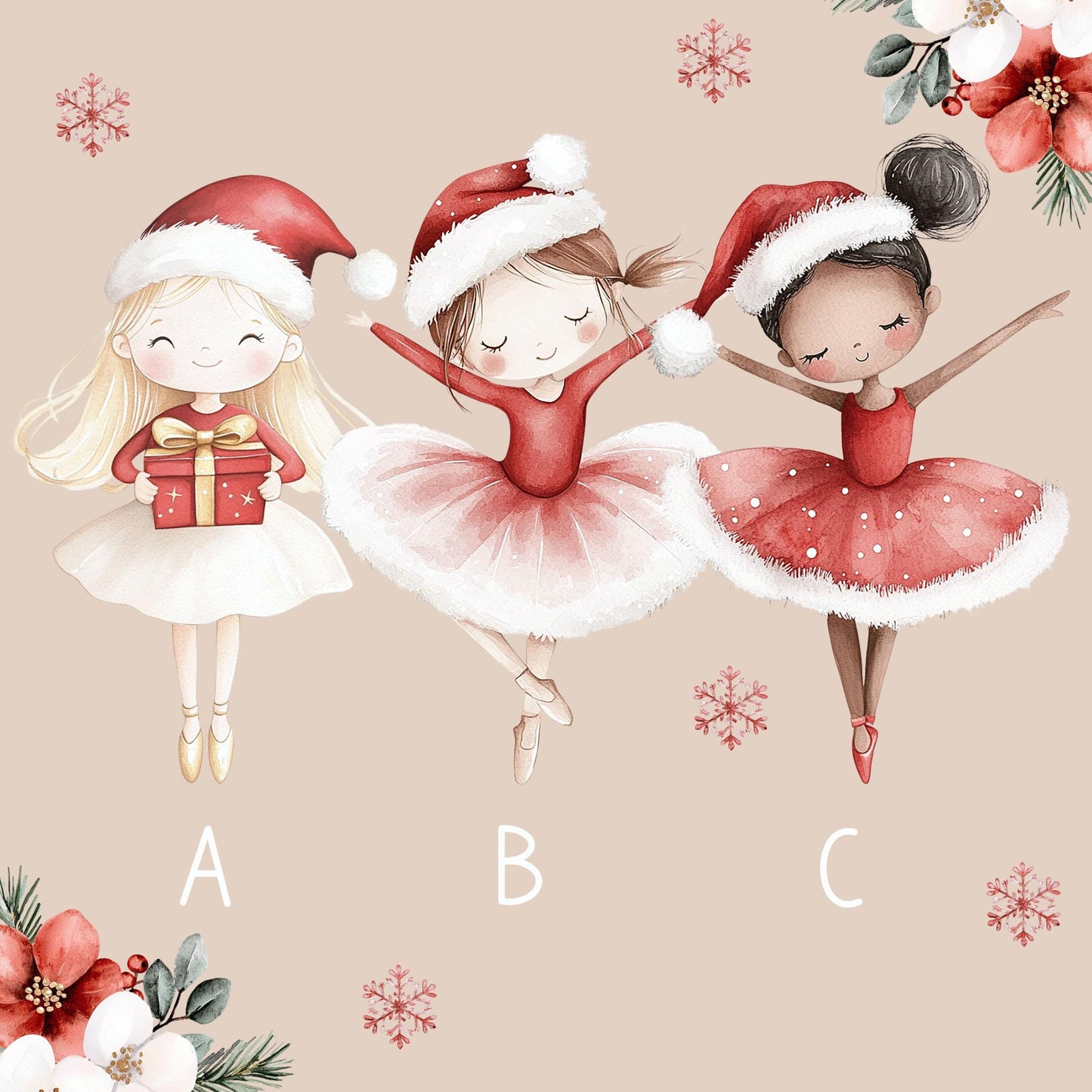Girl's Christmas Card, Personalised Ballerina Christmas Card for a Special Little Girl, for Daughter, Granddaughter, Niece, Cute Xmas Ballet