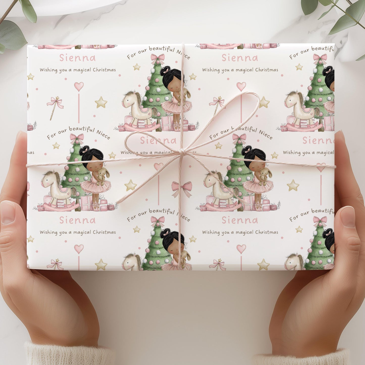 Christmas Card for Girls, Pink Ballerina Xmas Card Personalised for Daughter, Granddaughter, Niece, Special Little Girl, Custom Ballerina