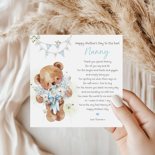 Mother's Day Card for Grandma – Personalised with Names for Granny, Nan, Nana, Nannie, from Grandchildren, Grandson, Granddaughter