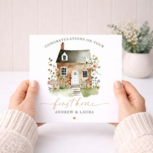 Personalised New Home Card, First Home, Housewarming Gift for Family or Couple