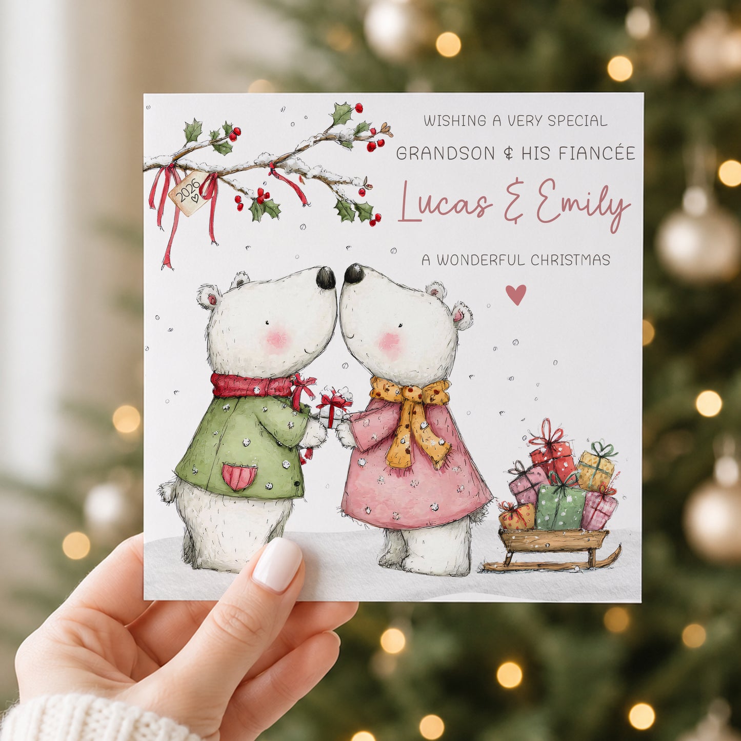 Personalised Christmas Card for Couple – Polar Bears