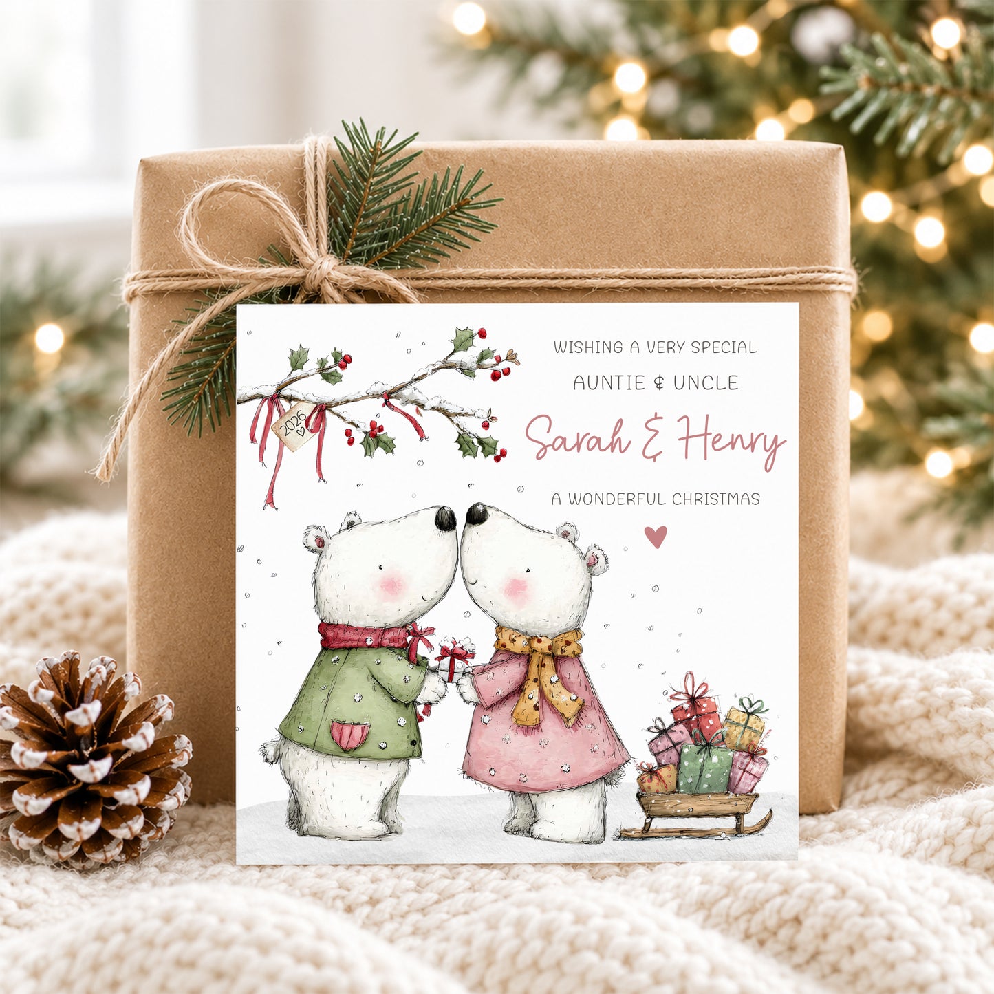 Personalised Christmas Card for Couple – Polar Bears
