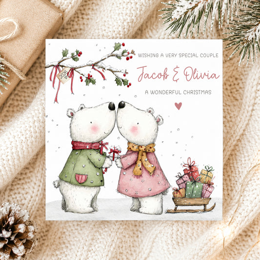 Personalised Christmas Card for Couple – Polar Bears