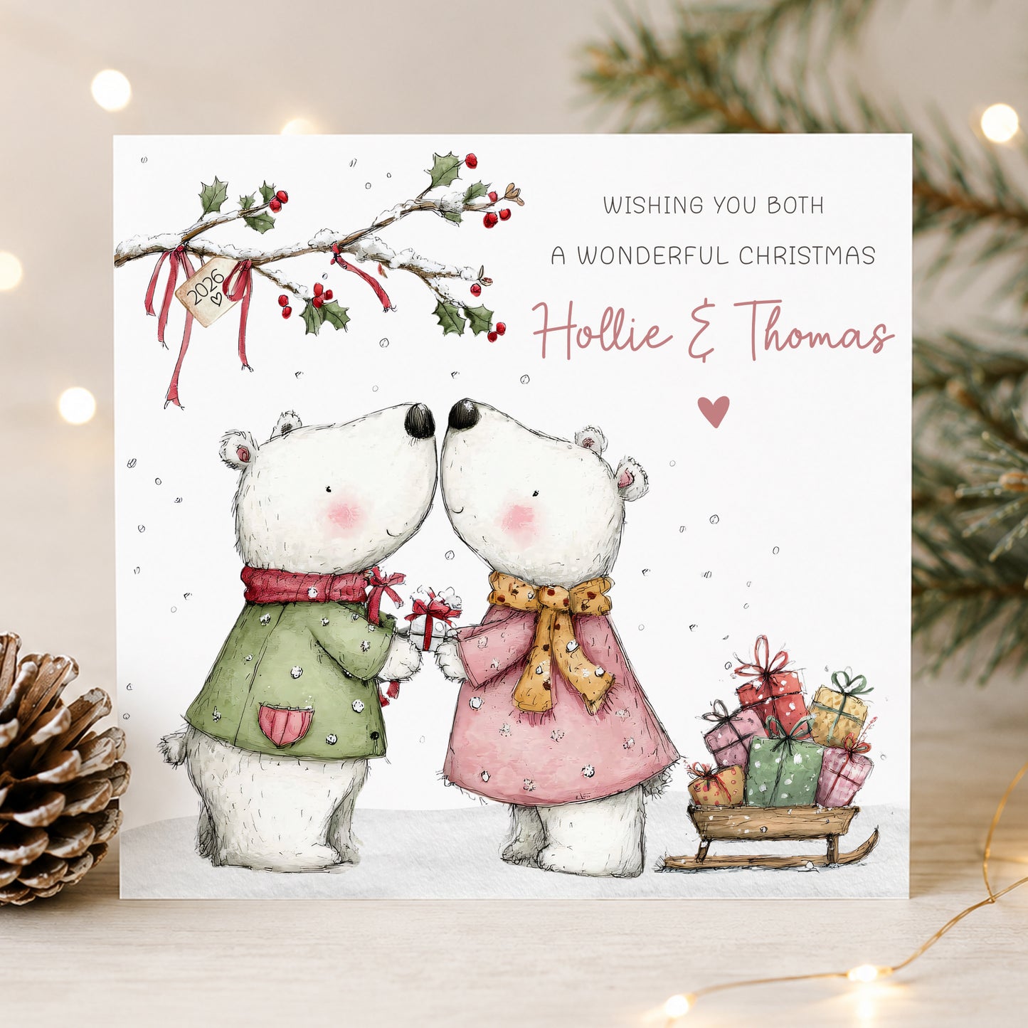 Personalised Christmas Card for Couple – Polar Bears
