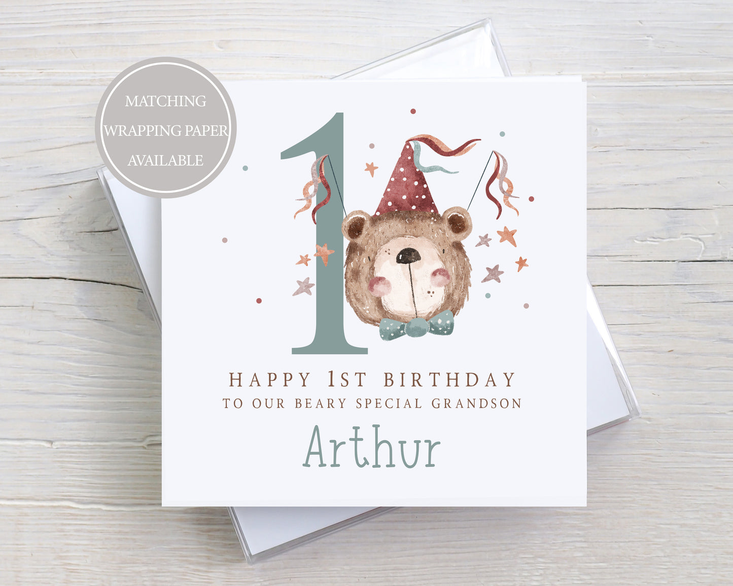 Personalised Boy's Teddy 1st Birthday Card