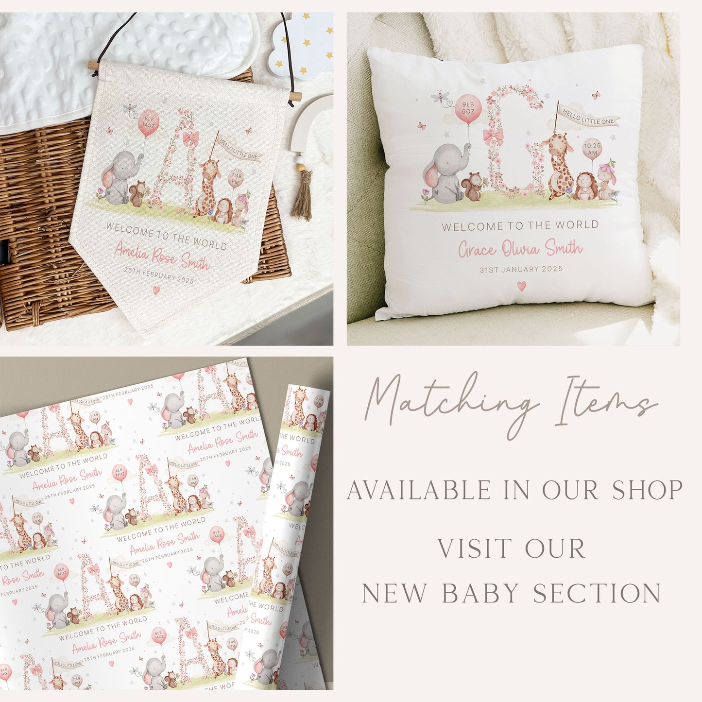 Personalised New Baby Girl's Card