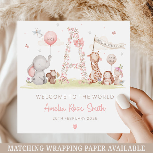 Personalised New Baby Girl's Card