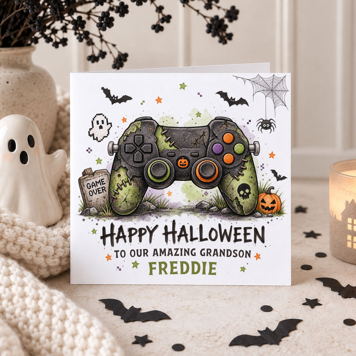 Personalised Nephew Halloween Card – Gaming Controller