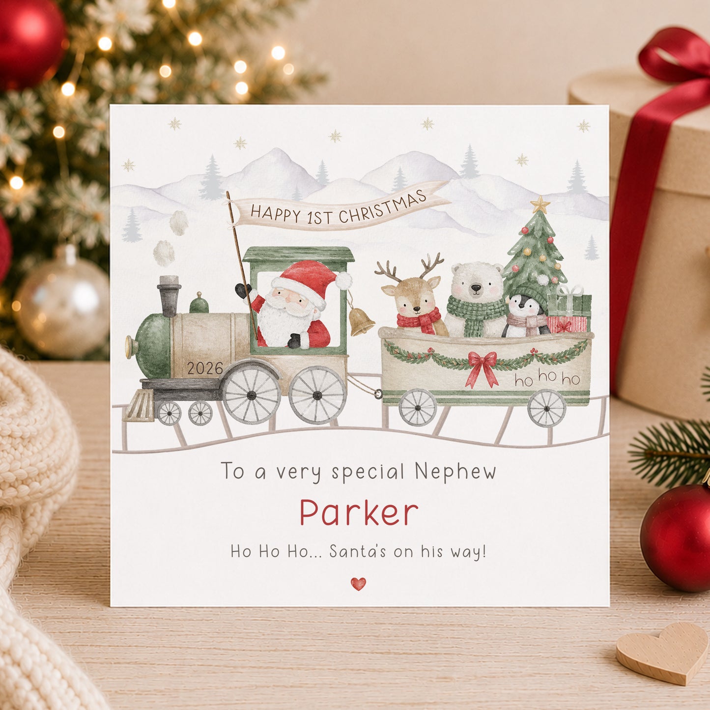 Personalised Santa Train First Christmas Wrapping Paper