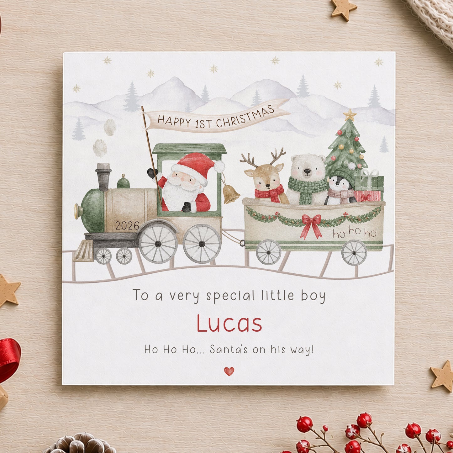 Personalised Santa Train First Christmas Wrapping Paper