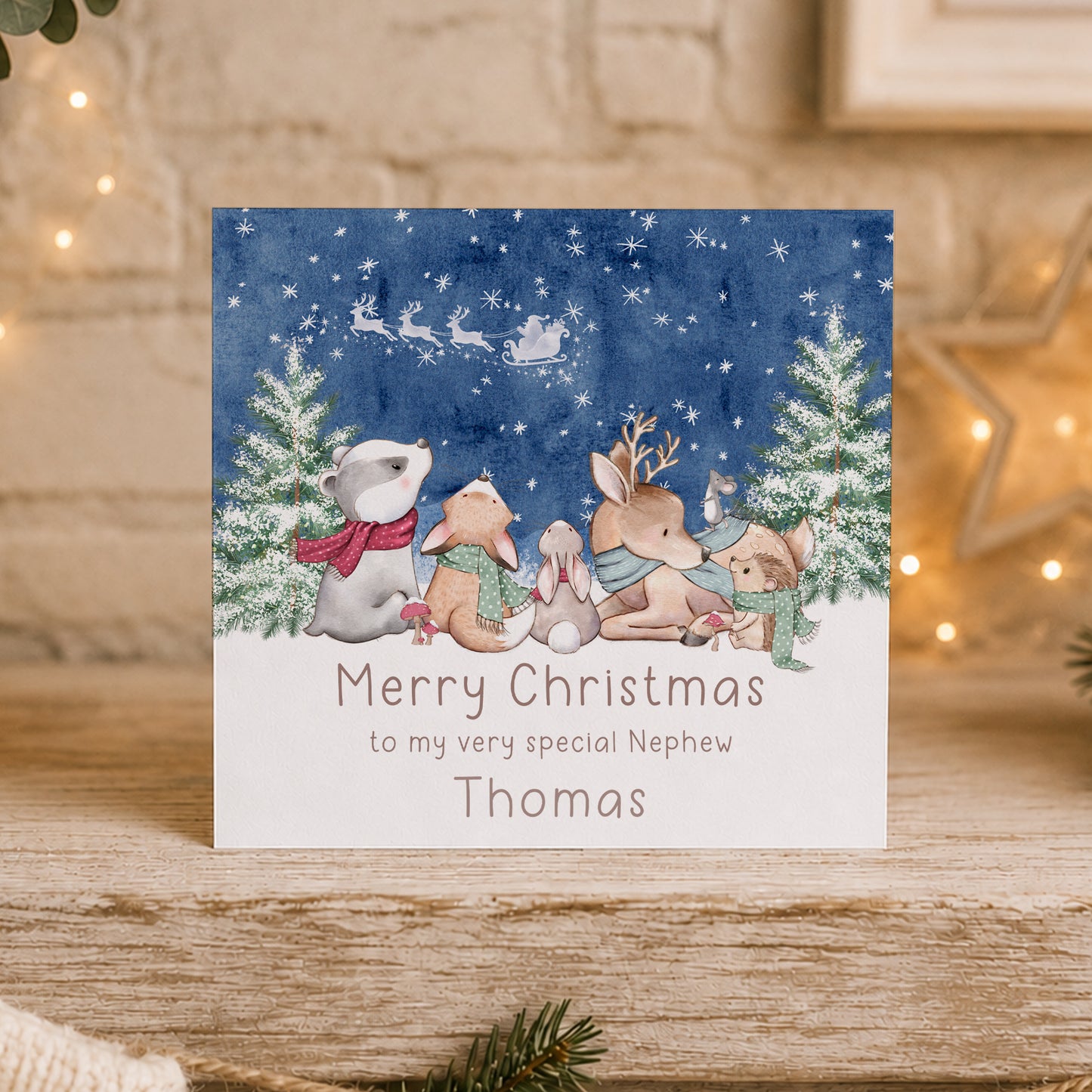 Personalised Woodland Christmas Card