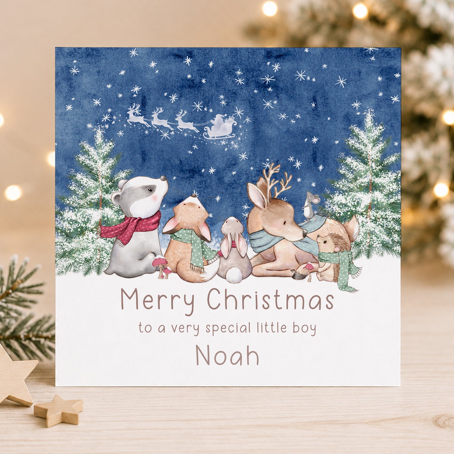 Personalised Woodland Christmas Card