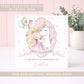 Personalised Girl's Pink Princess & Unicorn Birthday Card