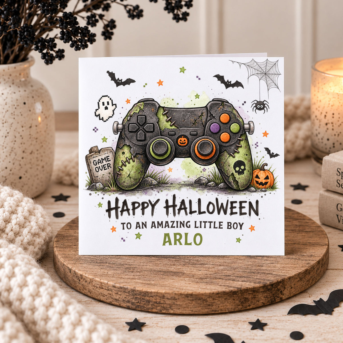 Personalised Nephew Halloween Card – Gaming Controller