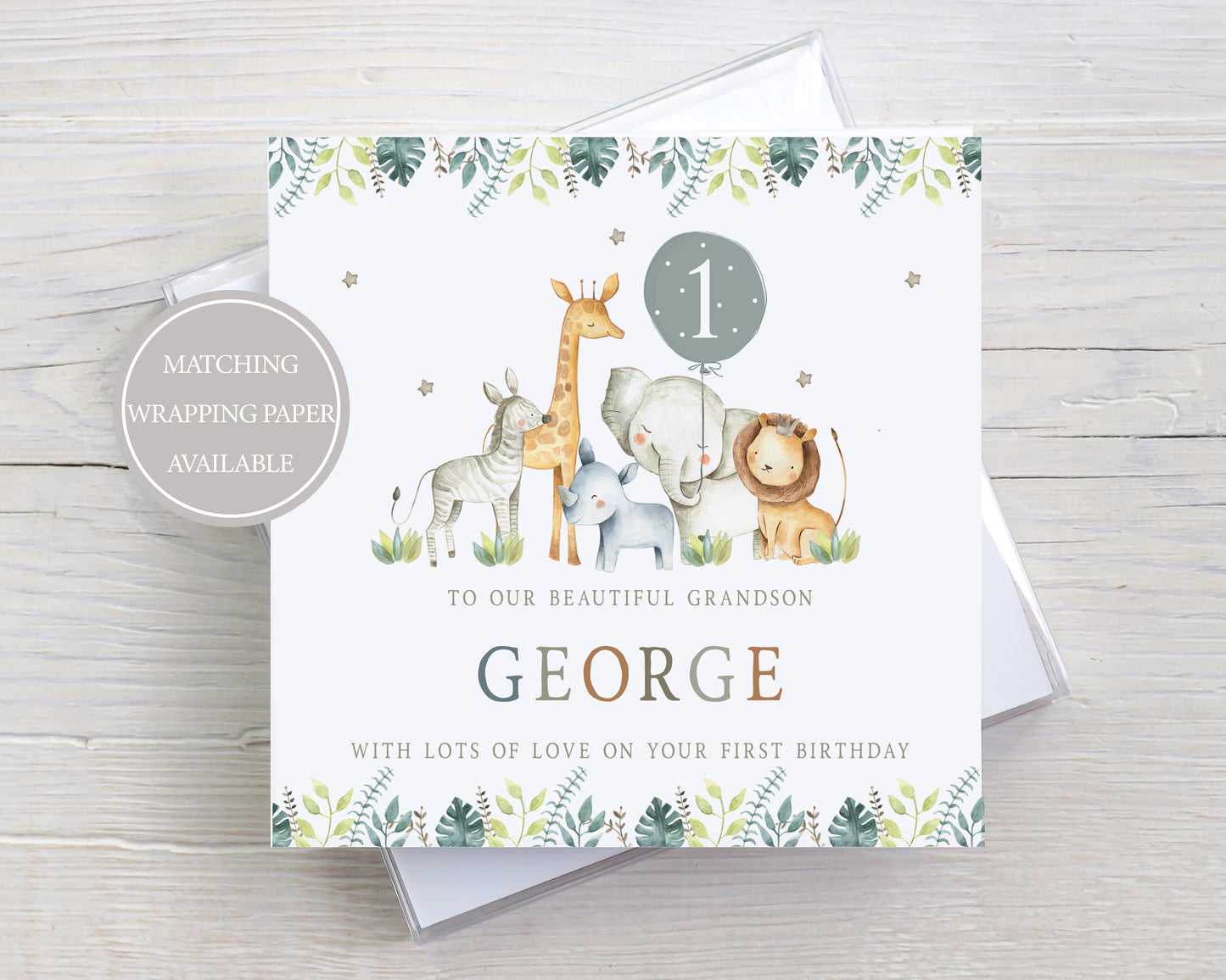 Personalised Safari Animals Birthday Card