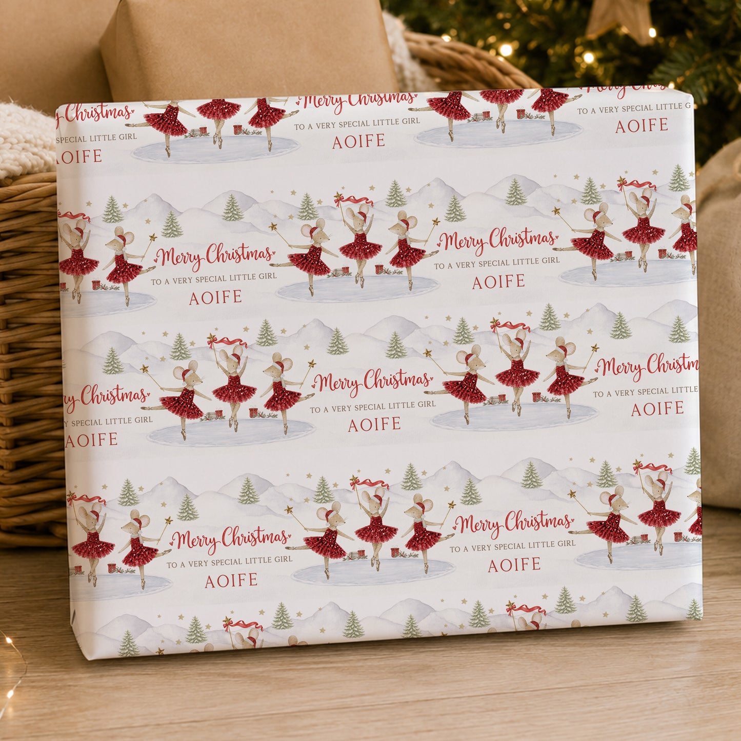 Personalised Ballerina Mouse Christmas Wrapping Paper