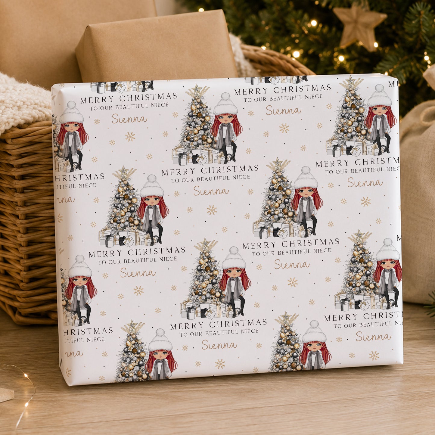 Personalised Daughter Christmas Card – Festive Girl Design