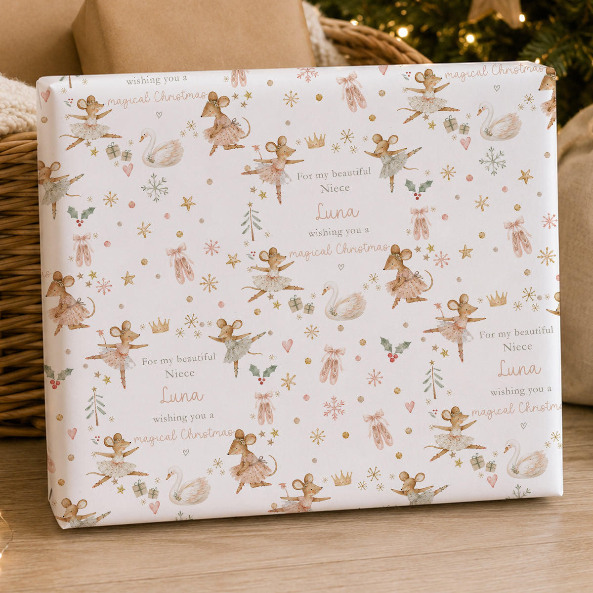 Personalised Ballerina Christmas Card – Dancing Mice