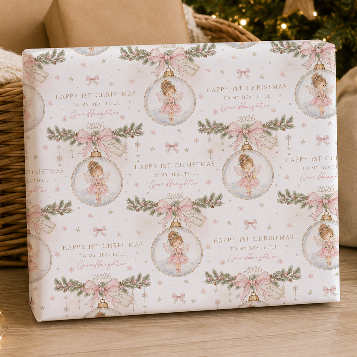 Personalised Daughter First Christmas Card – Pink Fairy