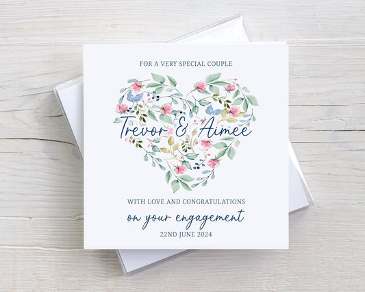 Personalised Floral Heart Engagement Card