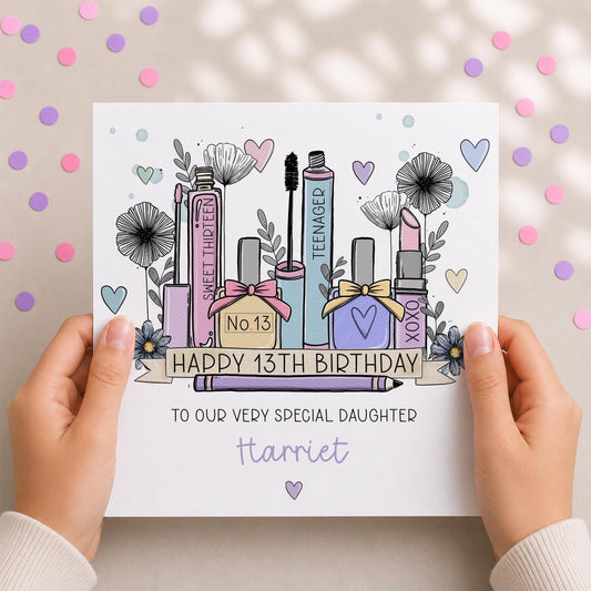 Personalised 13th Birthday Makeup Card