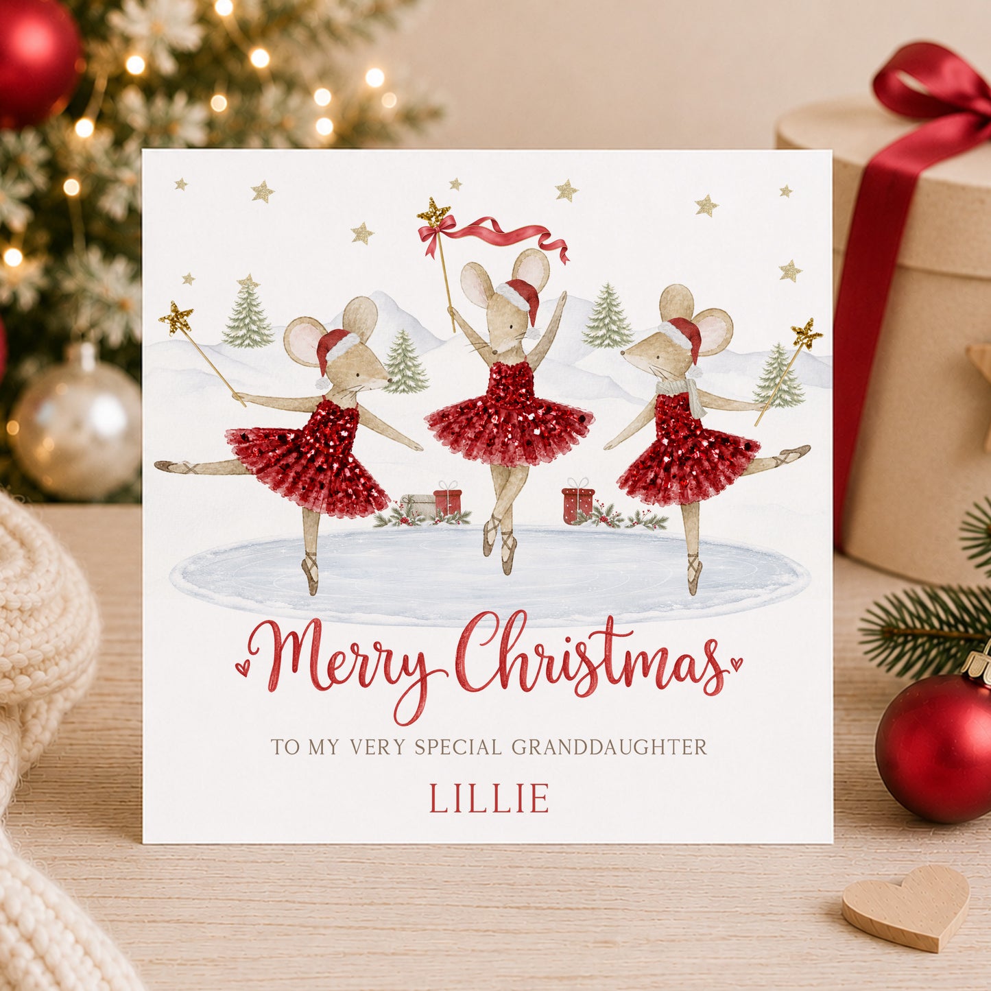 Personalised Ballerina Mouse Christmas Wrapping Paper