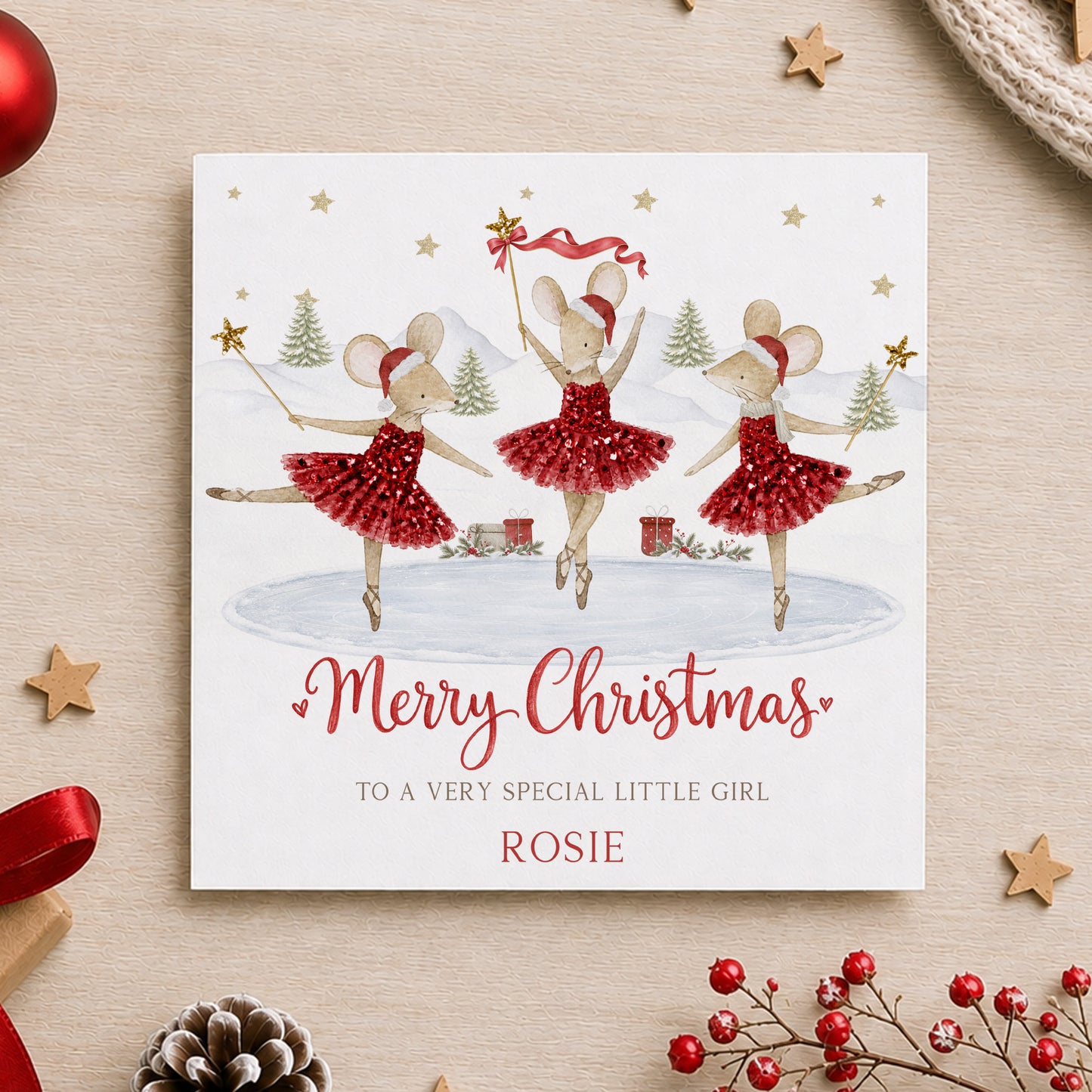 Personalised Ballerina Mouse Christmas Wrapping Paper