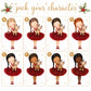 Personalised Girls Christmas Card – Red Ballerina & Reindeer