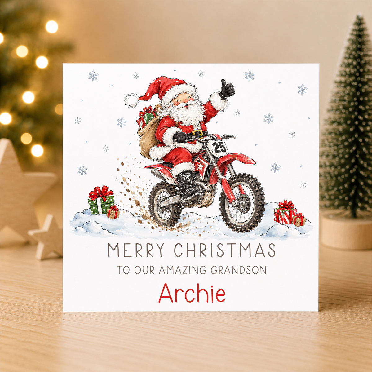 Personalised Santa Dirt Bike Christmas Card