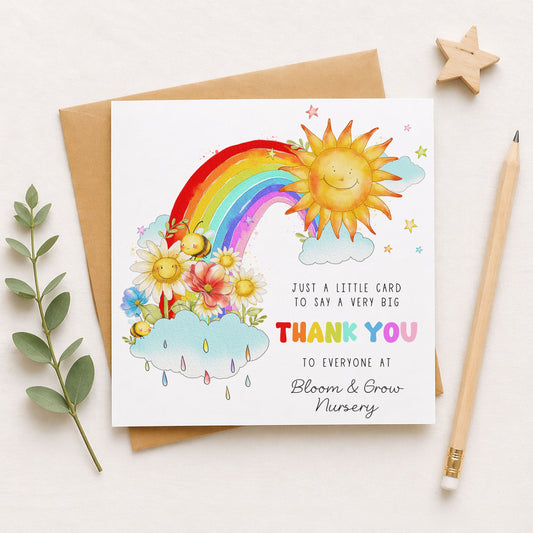 Rainbow Thank You Nursery Personalised Card