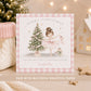 Personalised Granddaughter Christmas card featuring a pink ballerina beside a decorated Christmas tree, with personalised relation and name.