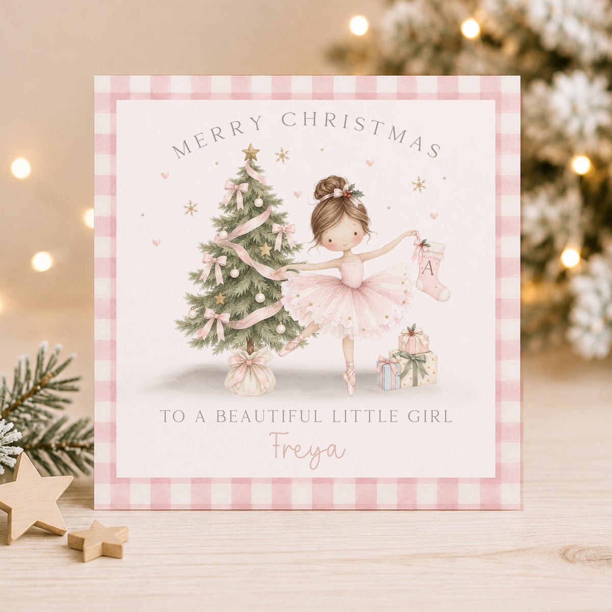 Personalised Granddaughter Christmas Card – Pink Ballerina