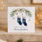 Personalised Mum & Dad Christmas Card – Navy Stockings