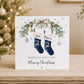 Personalised Mum & Dad Christmas Card – Navy Stockings
