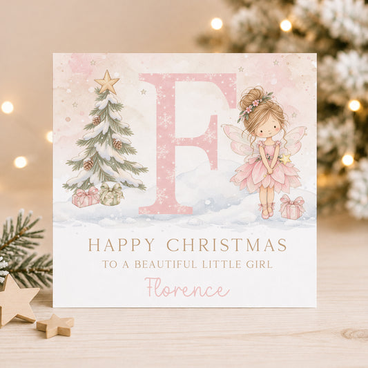 Personalised Daughter Christmas Card – Fairy Initial