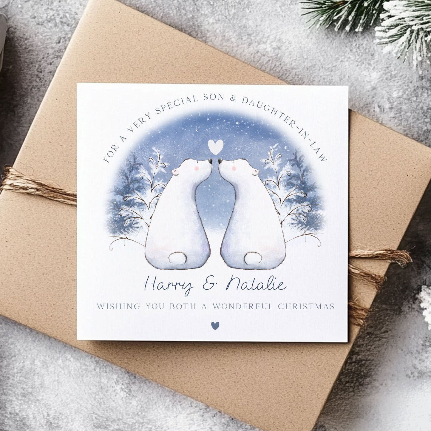 Personalised Polar Bear Couple Christmas Card